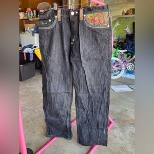 Coogi black embroidery jeans